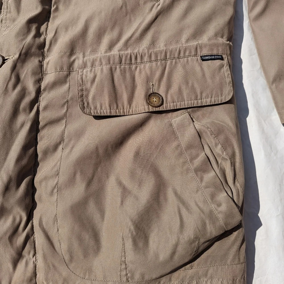 London Fog Men's Jacket XL Button Lining Beige Green - All Season - Zipped Hood - Picture 2 of 14